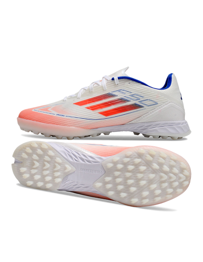 Unisex Adidas F50 Pro TF Football Shoes - White/Red/Blue