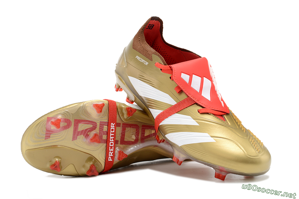 Men's Adidas Predator Elite Foldover Tongue FG Football Boots - Gold/Red/White 3