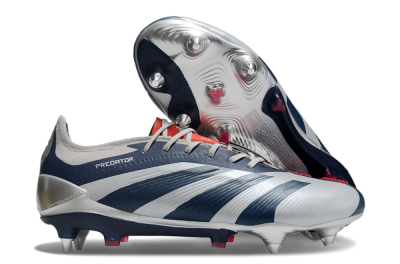 Men's Adidas Predator 24 Elite SG Football Boots - Silver/Blue/Red