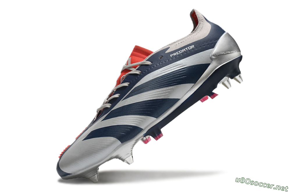 Men's Adidas Predator 24 Elite SG Football Boots - Silver/Blue/Red 5