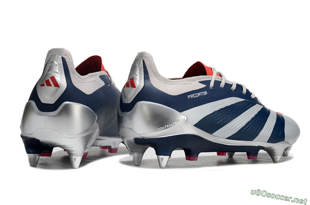 Men's Adidas Predator 24 Elite SG Football Boots - Silver/Blue/Red 6