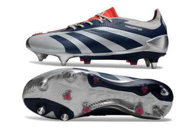 Men's Adidas Predator 24 Elite SG Football Boots - Silver/Blue/Red