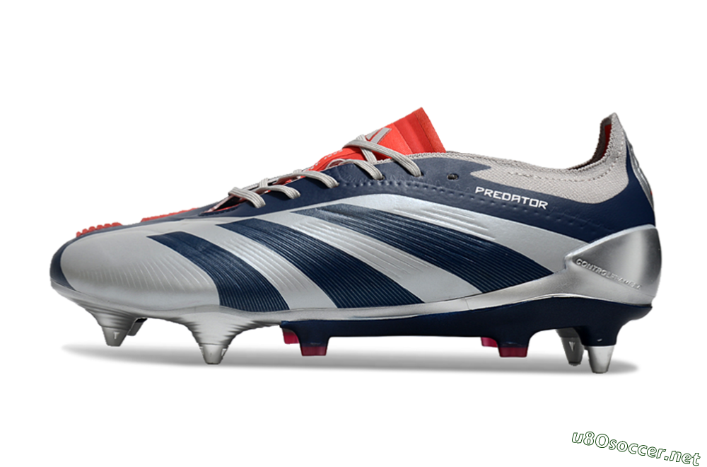 Men's Adidas Predator 24 Elite SG Football Boots - Silver/Blue/Red 0