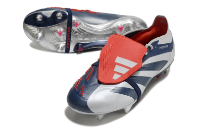 Men's Adidas Predator Elite Foldover Tongue SG Football Boots - Silver/Blue/Red