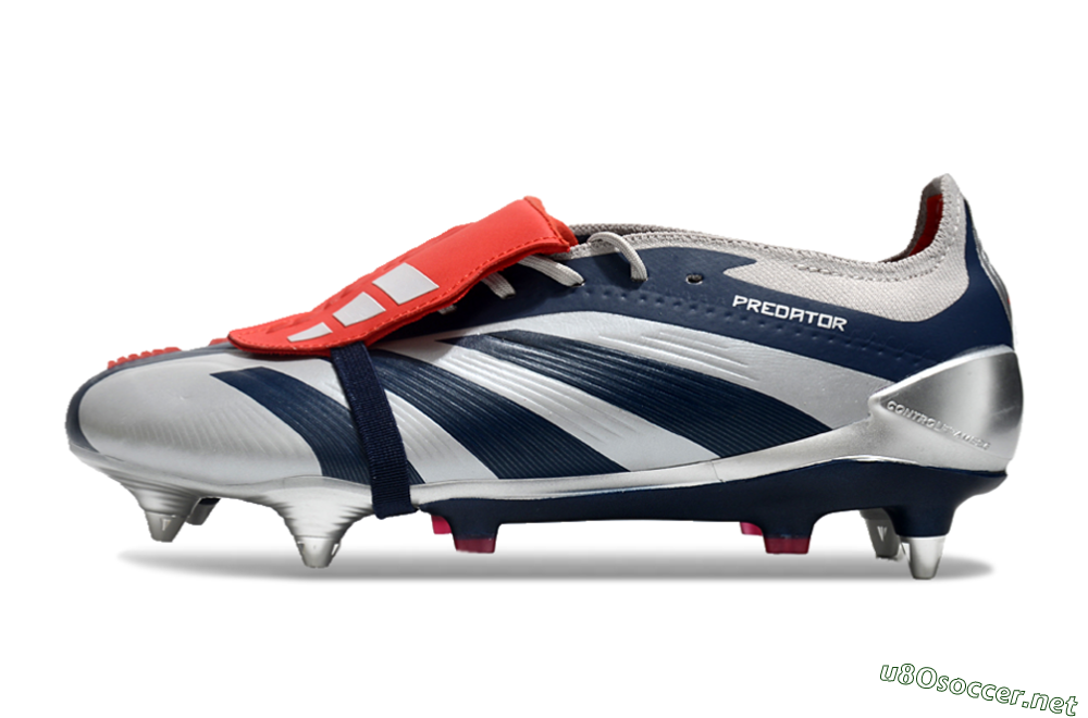 Men's Adidas Predator Elite Foldover Tongue SG Football Boots - Silver/Blue/Red 0