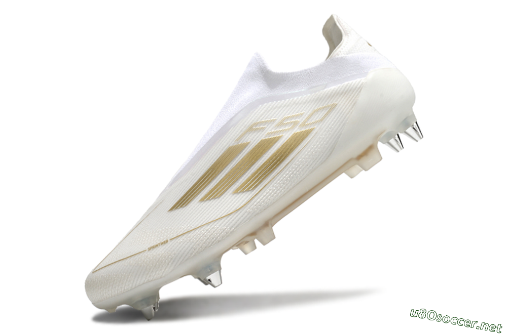 Men's Adidas F50 Elite Laceless SG Football Boots - White/Gold 5
