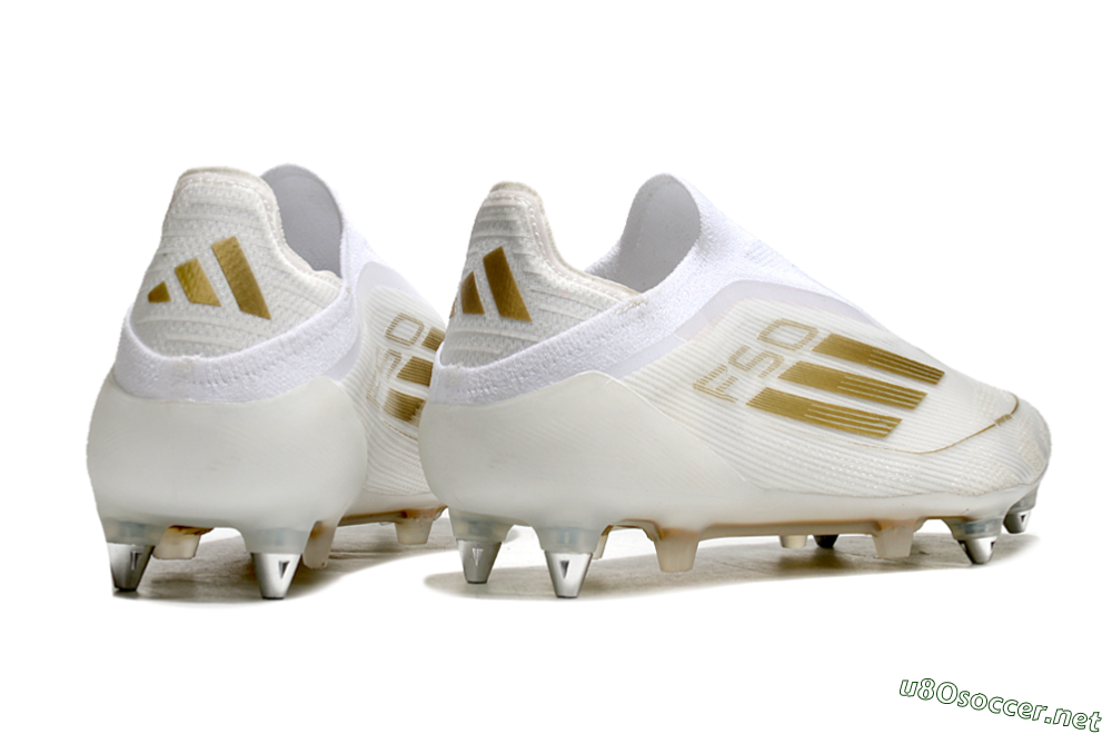 Men's Adidas F50 Elite Laceless SG Football Boots - White/Gold 6