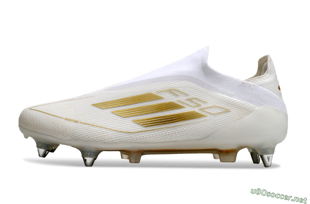 Men's Adidas F50 Elite Laceless SG Football Boots - White/Gold 0