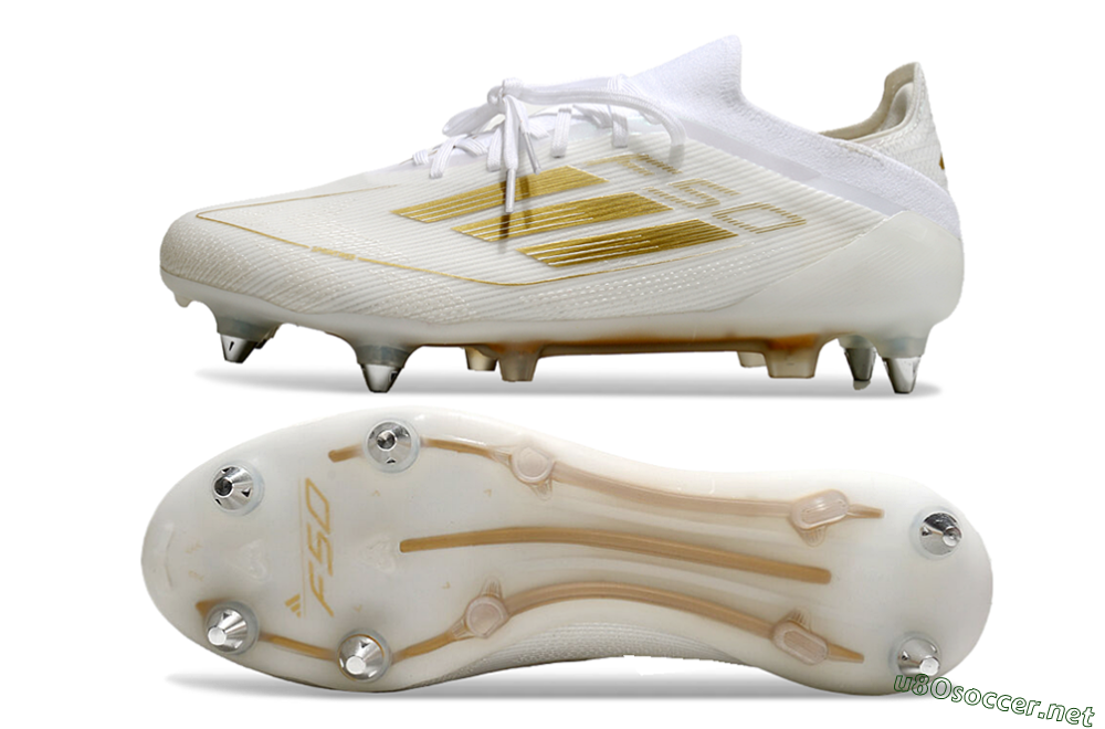Men's Adidas F50 Elite SG Football Boots - White/Gold 1