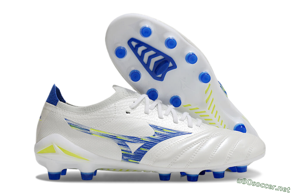 Men's Mizuno Morelia Neo 4 FG Football Boots - White/Blue/Yellow 2