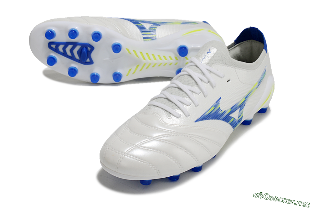 Men's Mizuno Morelia Neo 4 FG Football Boots - White/Blue/Yellow 3