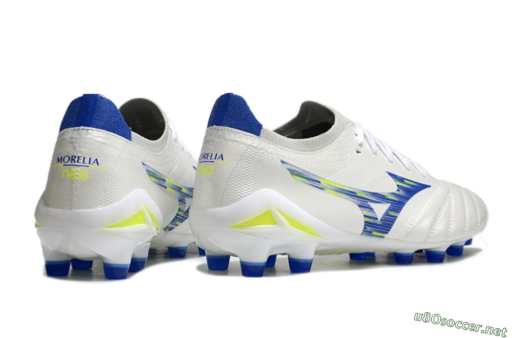 Men's Mizuno Morelia Neo 4 FG Football Boots - White/Blue/Yellow 6