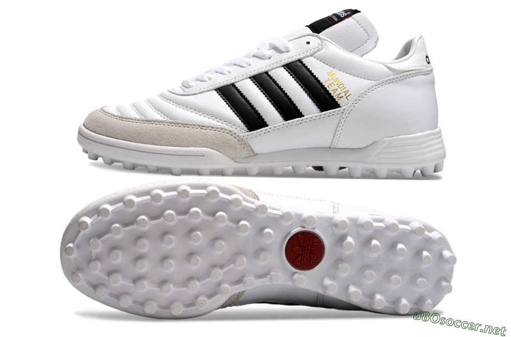 Unisex Adidas Mundial Team Astro TF Football Shoes - White/Black/Gold 1