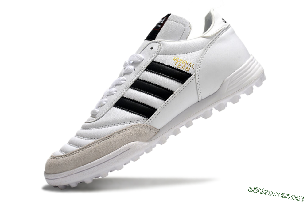 Unisex Adidas Mundial Team Astro TF Football Shoes - White/Black/Gold 5