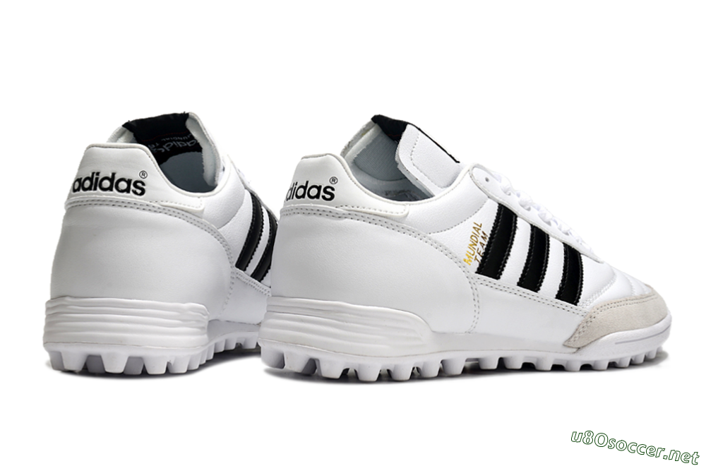 Unisex Adidas Mundial Team Astro TF Football Shoes - White/Black/Gold 6