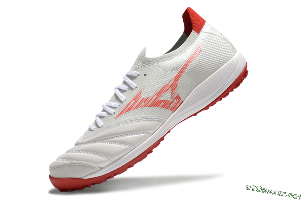 Men's Mizuno Morelia Neo Sala M8 TF Football Shoes - Beige/Red/White 5