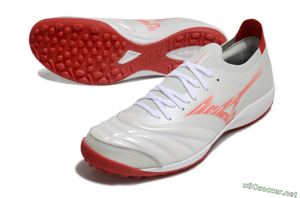Men's Mizuno Morelia Neo Sala M8 TF Football Shoes - Beige/Red/White 3