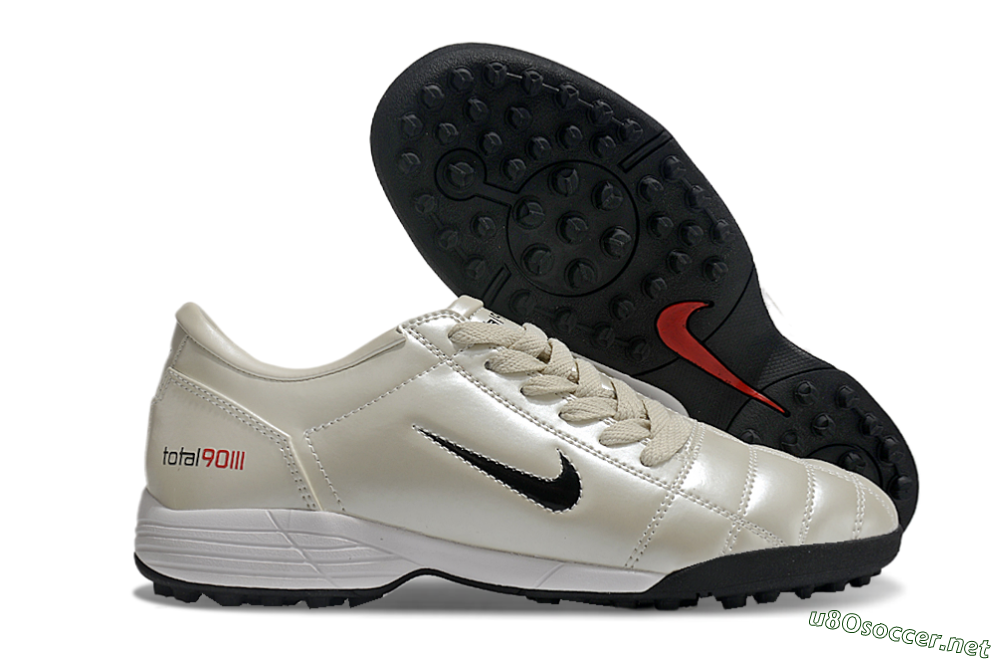 Men's Nike Total 90 II TF Football Shoes - Beige/Black/Red 2