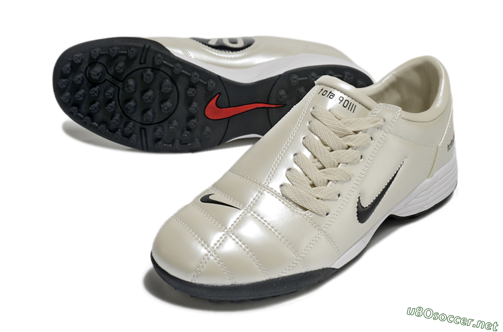 Men's Nike Total 90 II TF Football Shoes - Beige/Black/Red 3