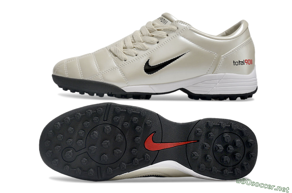 Men's Nike Total 90 II TF Football Shoes - Beige/Black/Red 1