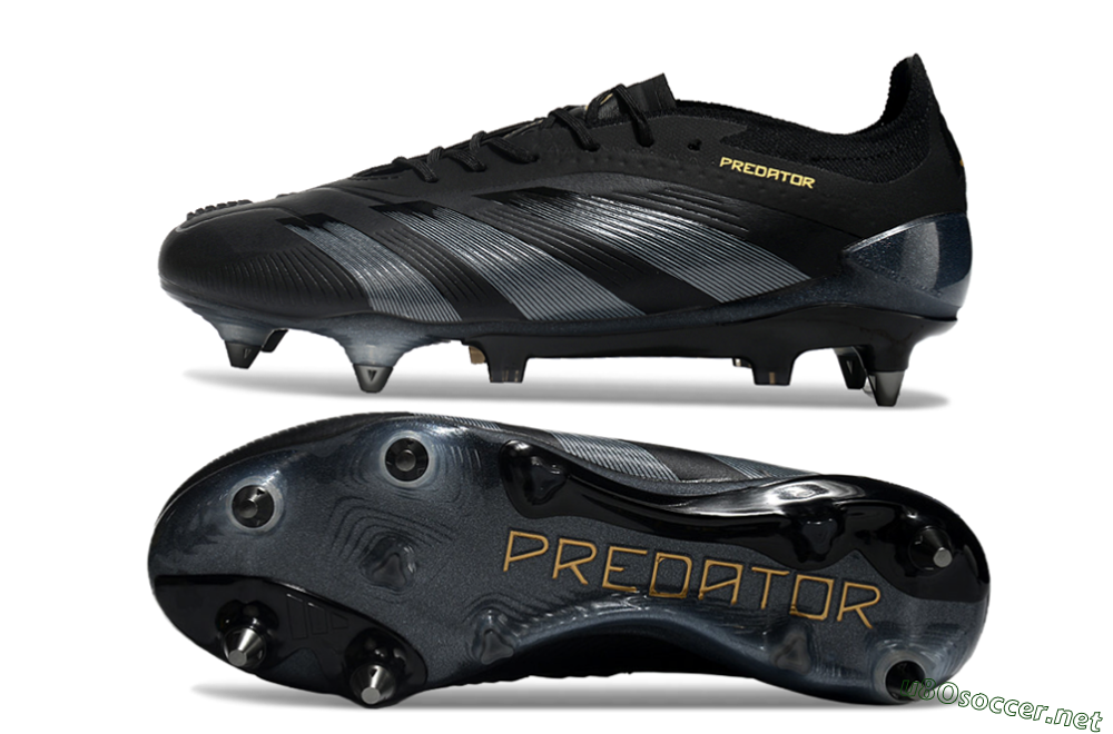 Men's Adidas Predator 24 Elite SG Football Boots - Black/Silver/Gold 4