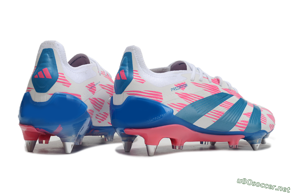 Men's Adidas Predator 24 Elite SG Football Boots - White/Pink/Blue 5