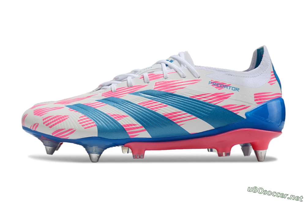 Men's Adidas Predator 24 Elite SG Football Boots - White/Pink/Blue 2
