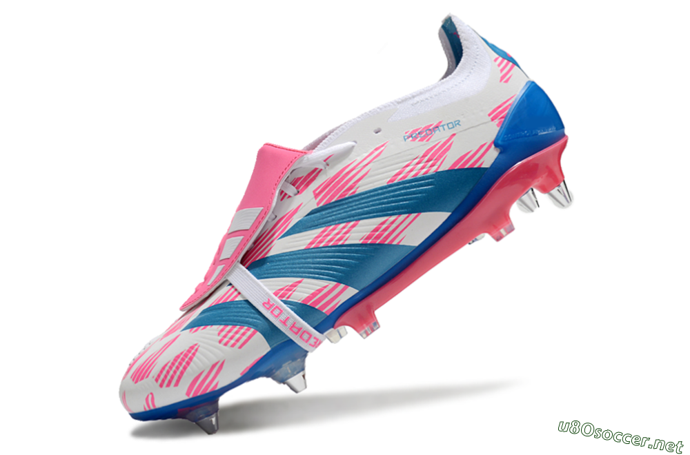 Men's Adidas Predator Elite Foldover Tongue SG Football Boots - White/Pink/Blue 3