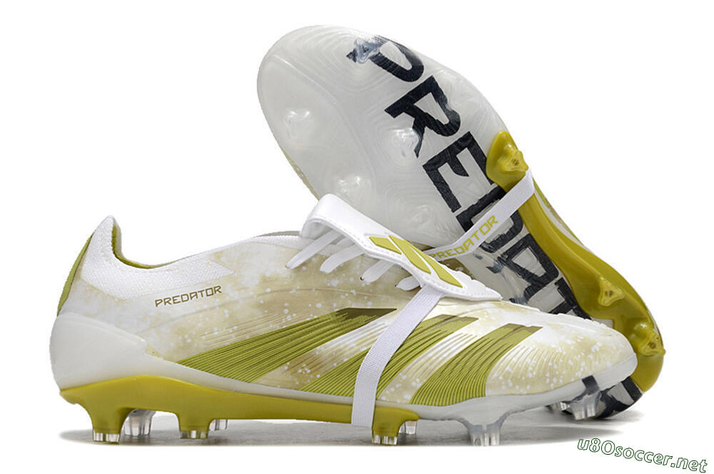 Men's Adidas Predator Elite Foldover Tongue FG Football Boots - White/Yellow/Green 2