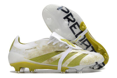 Men's Adidas Predator Elite Foldover Tongue FG Football Boots - White/Yellow/Green