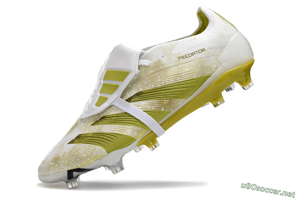 Men's Adidas Predator Elite Foldover Tongue FG Football Boots - White/Yellow/Green 5
