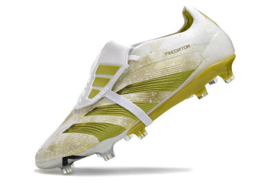 Men's Adidas Predator Elite Foldover Tongue FG Football Boots - White/Yellow/Green