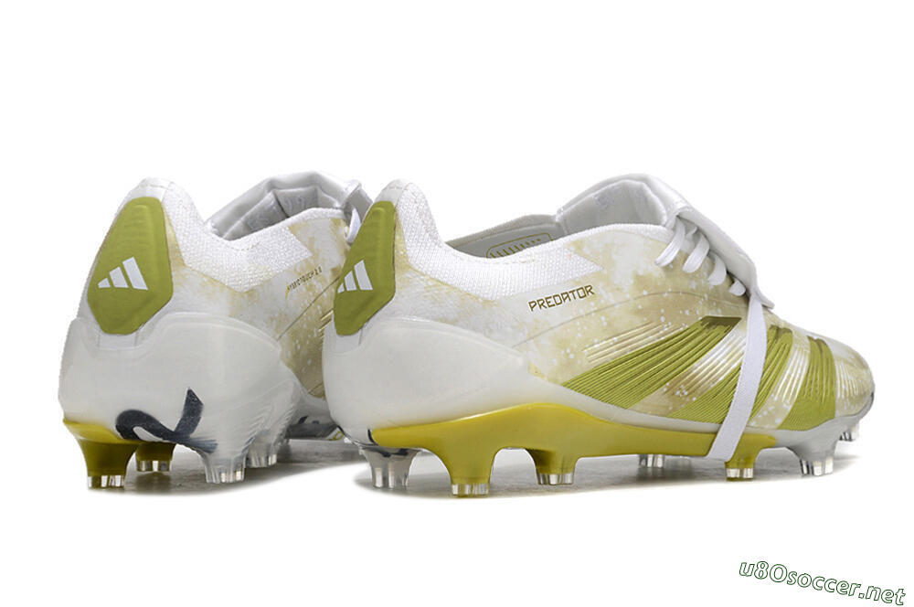 Men's Adidas Predator Elite Foldover Tongue FG Football Boots - White/Yellow/Green 6