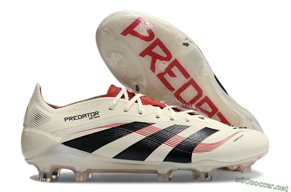 Unisex Adidas Predator Elite 2025 Goal Hunter FG Football Boots - Beige/Black/Red 2
