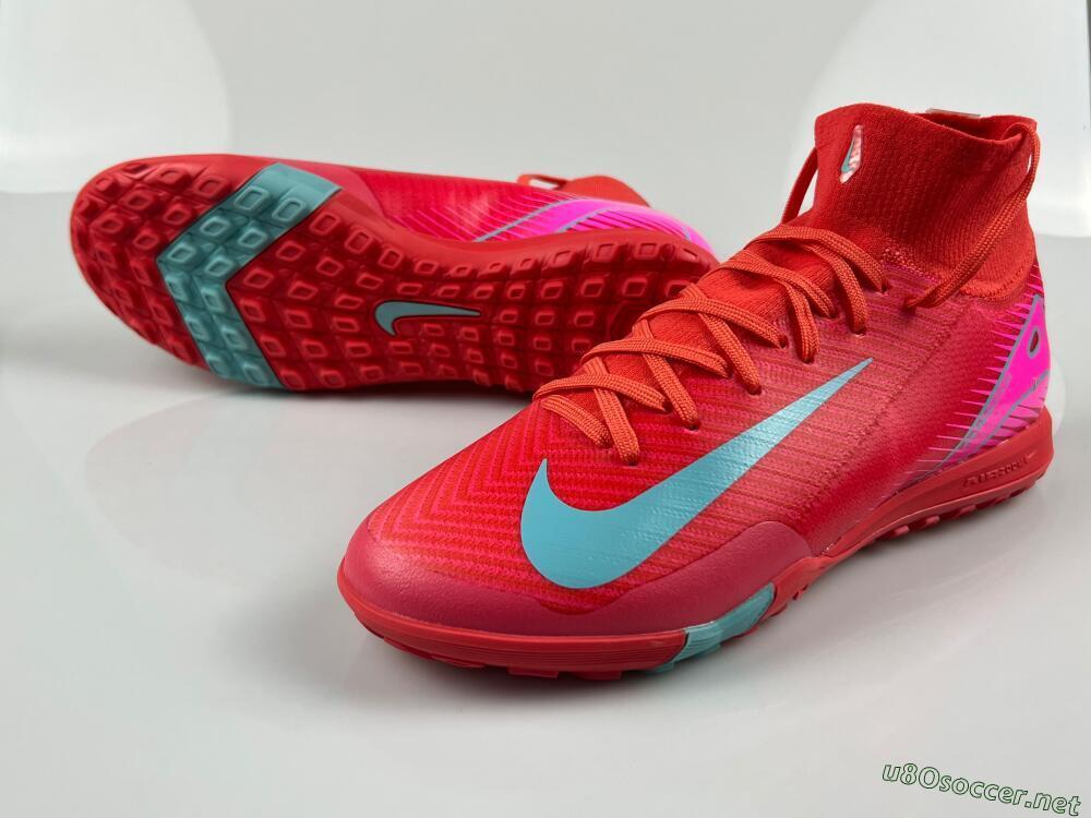 Unisex Nike Air Zoom Mercurial Superfly 10 Elite TF Football Shoes - Red/Jade/White