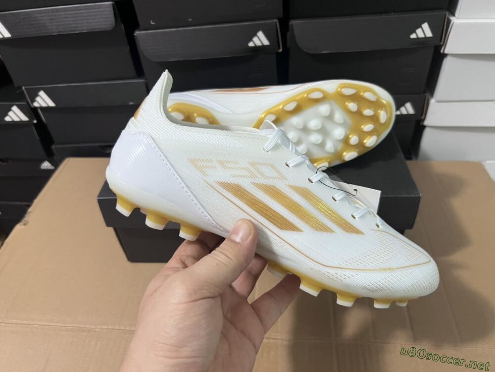 Unisex Adidas F50 Elite MG Football Boots - White/Gold