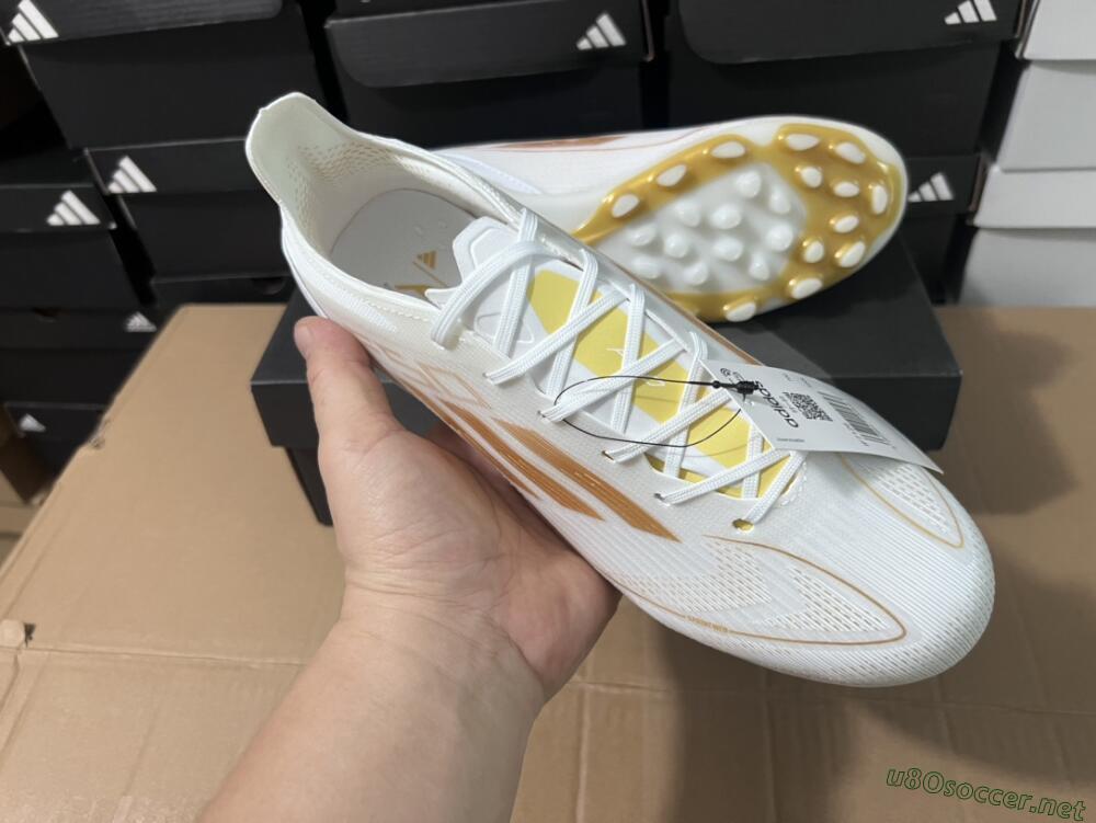 Unisex Adidas F50 Elite MG Football Boots - White/Gold