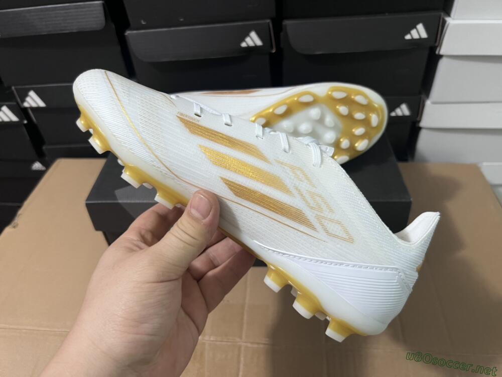 Unisex Adidas F50 Elite MG Football Boots - White/Gold