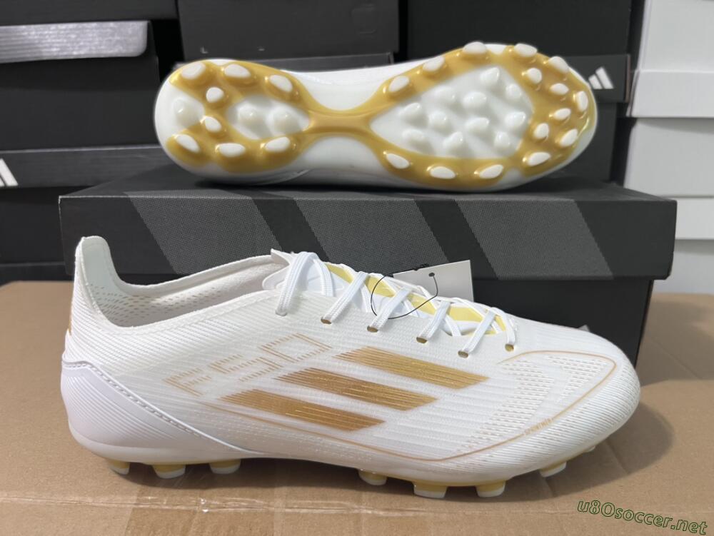 Unisex Adidas F50 Elite MG Football Boots - White/Gold