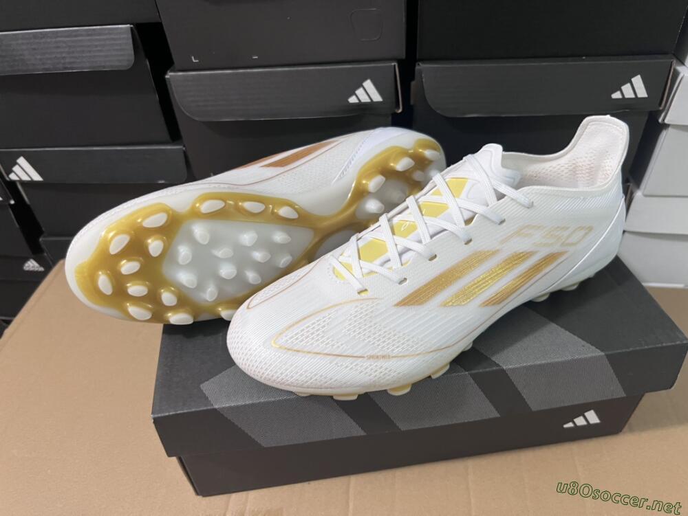 Unisex Adidas F50 Elite MG Football Boots - White/Gold