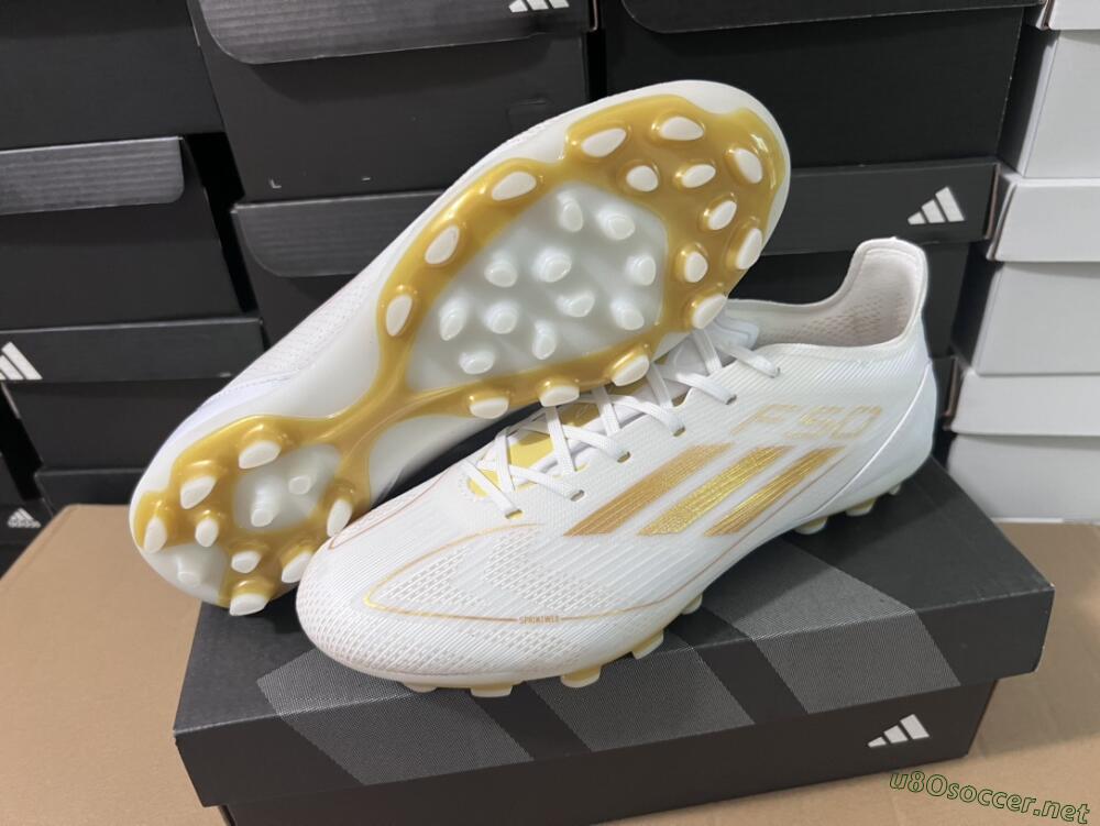 Unisex Adidas F50 Elite MG Football Boots - White/Gold
