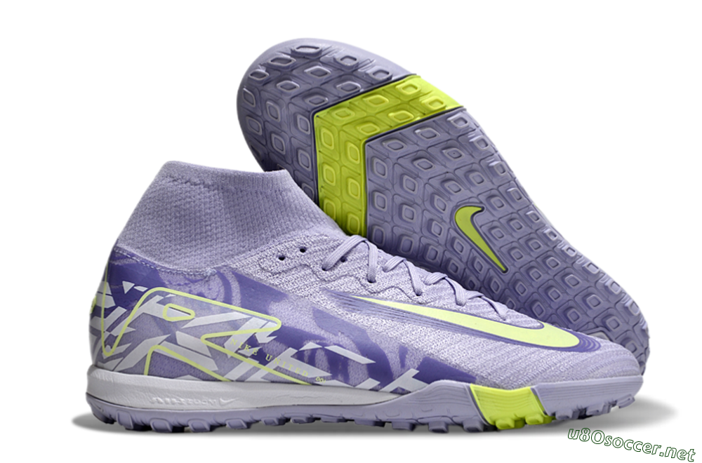 Unisex Nike Air Zoom Mercurial Superfly 10 Elite TF Football Shoes - Purple/Yellow/White 2