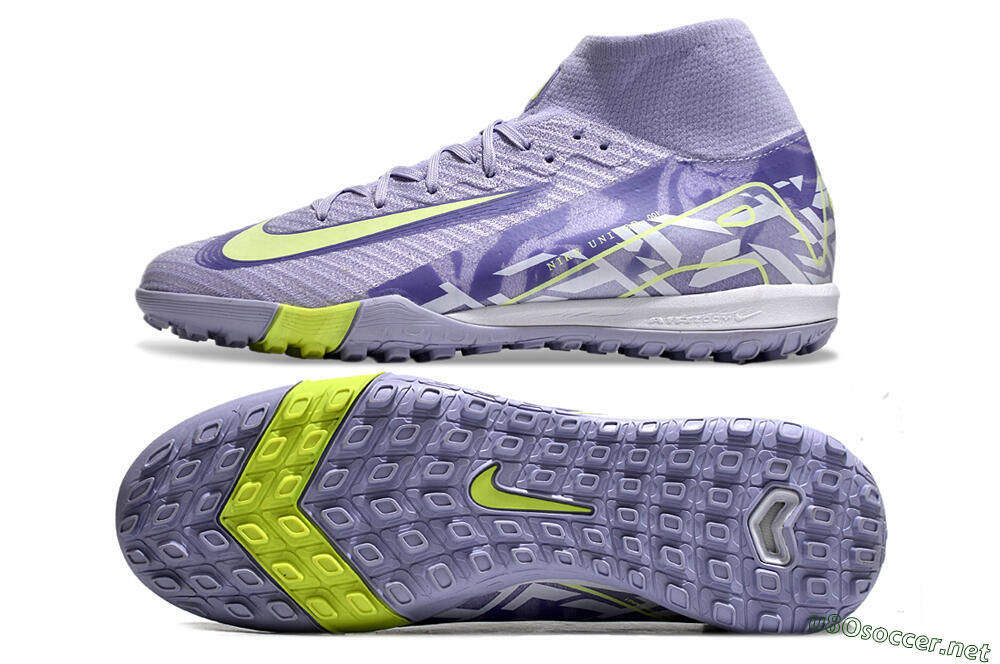 Unisex Nike Air Zoom Mercurial Superfly 10 Elite TF Football Shoes - Purple/Yellow/White 1