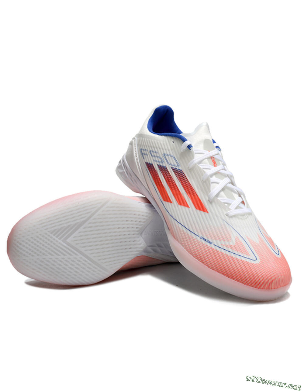 Unisex Adidas F50 Elite IC Football Shoes - White/Red/Blue 3