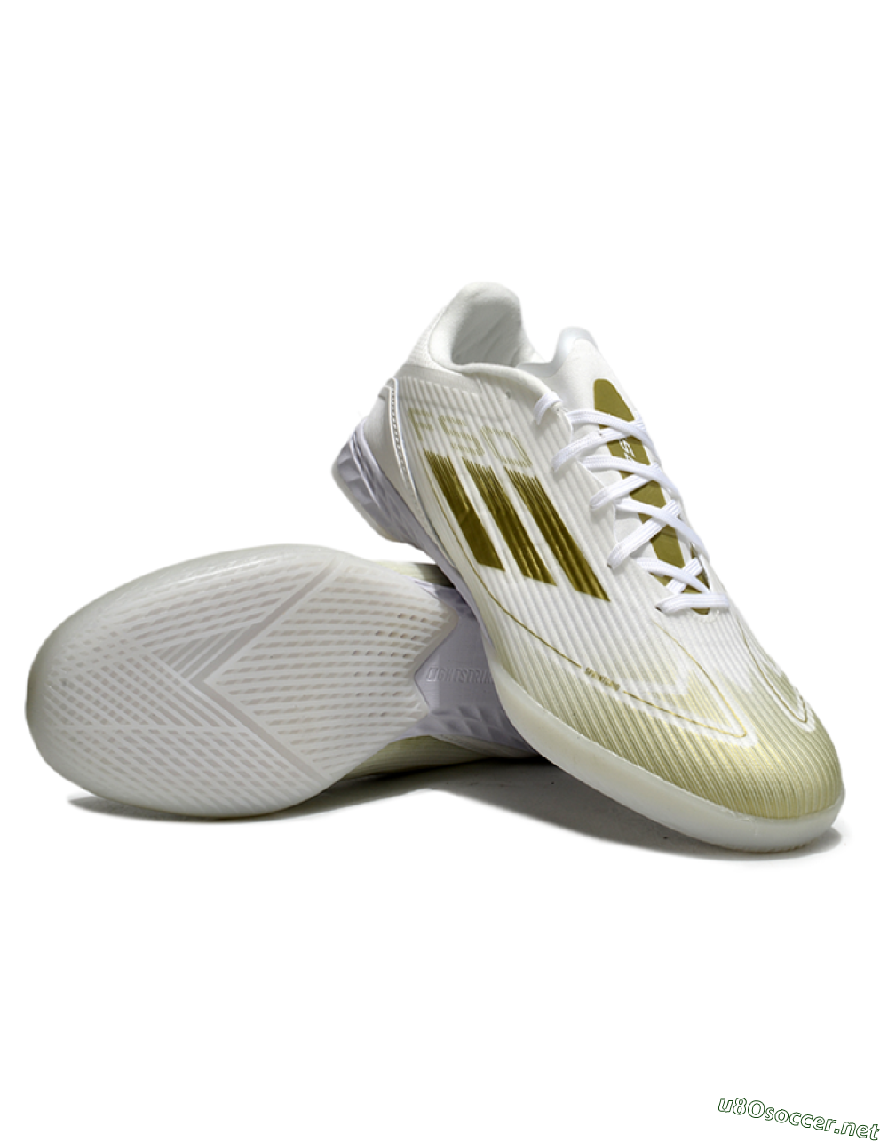 Unisex Adidas F50 Elite IC Football Shoes - White/Gold 3