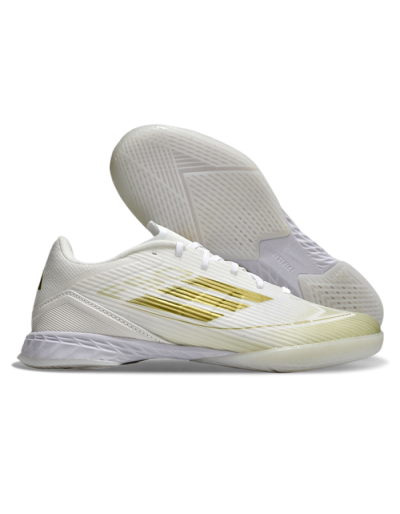 Unisex Adidas F50 Elite IC Football Shoes - White/Gold