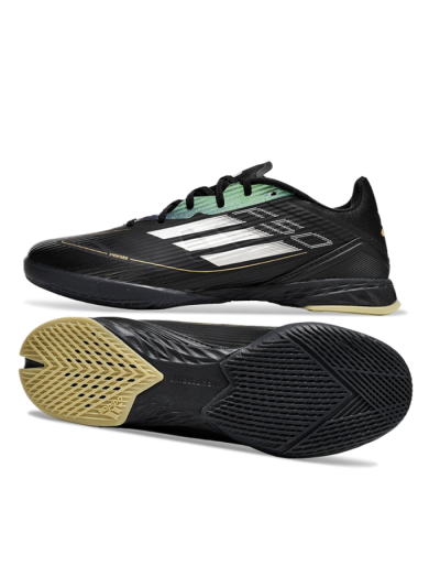 Unisex Adidas F50 Elite IC Football Shoes - Black/White/Gold
