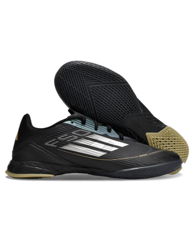Unisex Adidas F50 Elite IC Football Shoes - Black/White/Gold