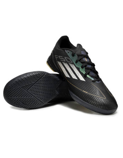 Unisex Adidas F50 Elite IC Football Shoes - Black/White/Gold
