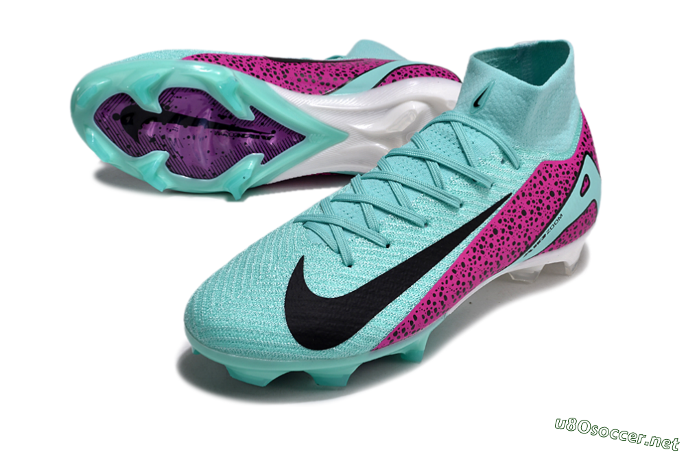 Unisex Nike Air Zoom Mercurial Superfly 10 Elite FG Football Boots - Jade/Black/Purple 3